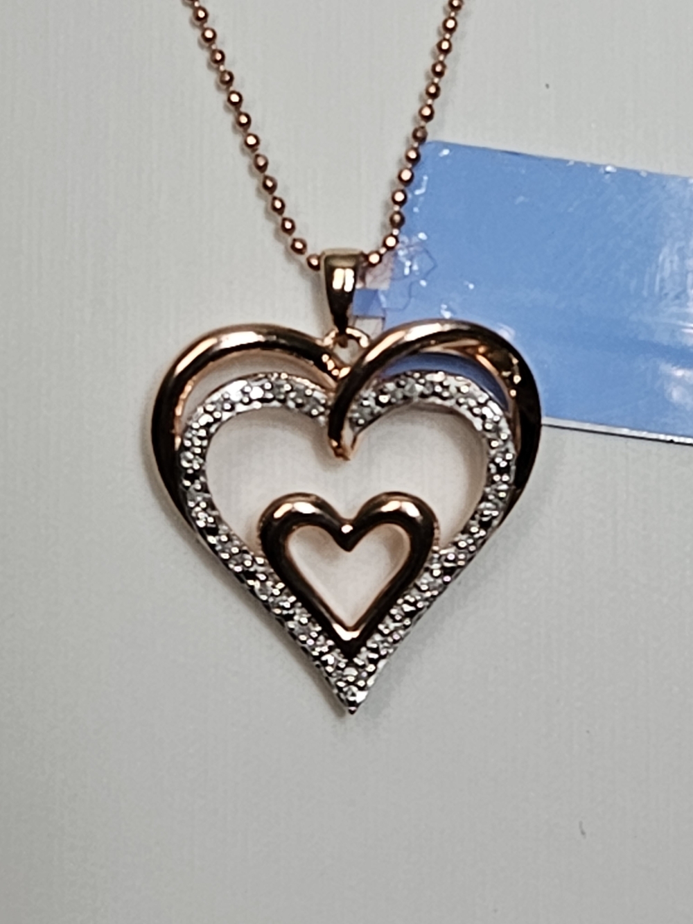 925 Silver 14K Gold Plated 0.1ctw Natural Diamond Heart Necklace